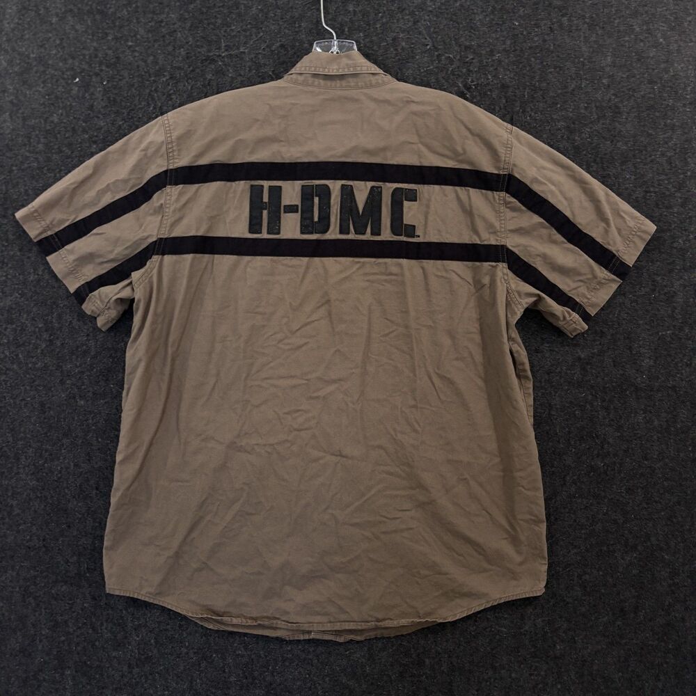Harley-Davidson Shirt Men's Large Brown HDMC Striped Embroidered Motorcycle